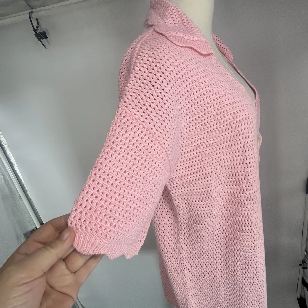 Starfit Crochet Sweater Dress Pink Cover Up Beach Travel‎ Womens Small Medium